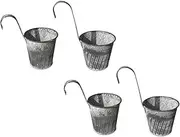 MERRYHAPY Strong Craftsmanship 4pcs Iron Retro Flower Pot Balcony Hanging Bucket Home Decoration