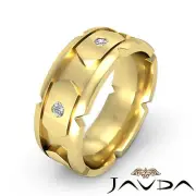 Round Diamond Solid Ring Mens Eternity Wedding Band 18k Yellow Gold 8.5mm 0.40Ct