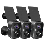 Solar Security Cameras Wireless Outdoor,Battery Powered 3K 4MP Surveillance Indoor WiFi Smart Cameras,Motion Detection,Night Vision,2 Way Audio (3Pack)