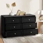 Oikiture 6 Chest of Drawers and Bedside Table Hamptons Furniture Set Black