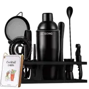 SOING 11-Piece Mixology Bartender Kit with Stand,Bar Kit Cocktail Shaker Set ...
