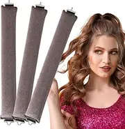 Pack of 3 Curls without Heat, Heatless Curls Band, Flexi Rods with Hooks, Heat-Free Curling Iron, Curlers for Sleeping Out for Long Medium Hair (Brown, Size: 11.02 x 1.18 inches)