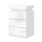 Bedside Table LED 3 Drawers COLEY White Artiss