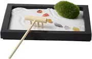 Kisangel Zen Garden Sand Table Decor with Simulation Moss and Rake Miniature Landscape for Desktop Office Accessories Elegant Craft for Home Decoration
