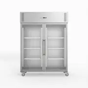FED-X S/S Two Full Glass Door Upright Freezer - Display Freezers (XURF1410G2V) - XURF1410G2V