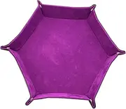ABOOFAN Foldable Dice Trays DIY Dice Plate Valet Tray Dice Rolling Mat Leather Dice Holder Collapsible Dice Holder Role Playing Dice Collapsible Dice Tray Storage Bags Hexagon Purple