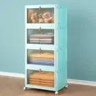 4 Tier Stackable Plastic Storage Bins with Lid and Wheels - 23 QT Closet Orga...