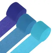 3Roll 1.8"x72FT Crepe Paper Streamers Decorations Dark Blue/Blue/Light Blue