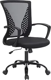 SONGMICS Office Chair, Desk Chair with Mesh Covering, Height-Adjustable Computer Chair, Swivel Chair, Rocking Function, Breathable, Office, Study, Load Capacity Up to 120 Kg, Black OBN22BK