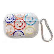 Nevenka Airpods TPU Case Cover Cute Smiley Clear with Keychain for Airpods Pro/3 Charging Case