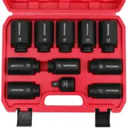 11Pc 1/2 Drive Deep Impact Socket Set Metric Size Wheel Axle Nut Wrench 6 Point