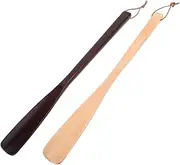 [Ipetboom] 2pcs Portable Shoe Horn Long Handle Convenient Wooden Shoehorns For Seniors Lazy Shoe Helper Lightweight For Elderly Kids And Adults