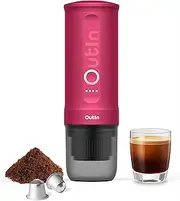 [OutIn] Nano Portable Electric Espresso Machine, Travel Coffee Maker for Camping, Car Coffee Maker Self-Heating with USB-C, With Ground Coffee & NS Capsule for RV, Hiking, Office
