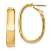 14K Yellow Gold 5.75mm Oval Omega Back Hoop Earrings