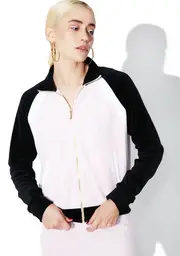 [JUICY COUTURE] Velour Color Blocked Zip Up