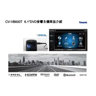 Panasonic 6.1吋 CV-VB600T DVD/USB/HDMI/藍芽/導航/倒車/觸控螢幕 18FM12AM