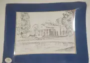 West Front, Monticello Sketch Drawing, Thomas Jefferson's Home-Charles H .Overly