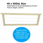 40 x Assembled Wired Timber Beekeeping Frames IDEAL Bee Hive Deep Frame Wood