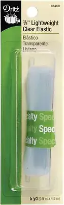 Dritz 9346-C Lightweight Clear Elastic 3/8"X5yd-Clear