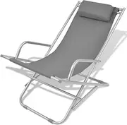 Camping Sunloungers Reclining Patio ChairsReclining Deck Chairs 2 pcs Steel Grey**