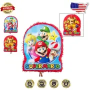 Super Mario Cartoon Pull String Piñata - 22" Colorful Fun for Kids' Parties