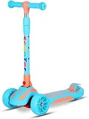 Fold Scooter, Adjustable Height Extra Wide PU Flashing Wheels Scooter,for Children from 2 to 8 Years Old Kids, Boys Girls Best Gifts