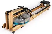 Solid Wood Double Track Water Rowing Machine, Intelligent Rower Indoor Aerobic Exercise Fitness with LCD Monitor, for Home Use