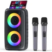 Karaoke Machine, Portable Bluetooth Speaker with 2 Wireless Karaoke Microphon...