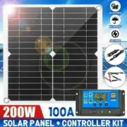 200W Outdoor Solar Panel Power Inverter Set 12V 100A Battery Charger Controller