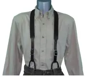 Close-Out Distressed Brown Leather Button Suspenders
