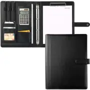Professional Portfolio Leather Business Padfolio Notebook with Letter Size Cl...