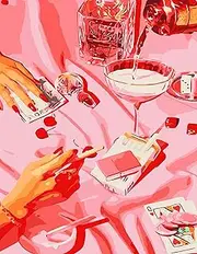 cupmod Retro Funny Drink Paint by Numbers Kits for Adults Beginner,DIY Easy Acrylic Watercolor Oil Painting Kits Canvas Without Frame,Adults Paint by Number Kits for Home Wall Decor 16x20inch