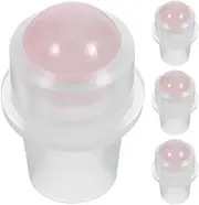 NOLITOY 4 Pcs Essential Oil Roller Inserts Kit, Pink Jade Roller Balls and Bottle Cap for 10ml Essential Oils, Cosmetics Bottle