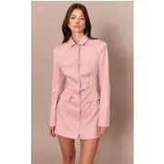 Blush Rose Tailored Button Up Pocket Detail Mini Dress, Blush Rose