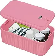 Lockable Storage Box, Refrigerator Lockbox for Personal Private Items,Snacks,Locking Cell Phone Smart Device Jail,Small Lock Box Mini Lockable Storage Container for Office,Home (Pink)