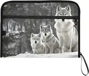 YMXFXP Expandable Filing Folder Wolf Winter Forest, 13-Pocket Funny Cute Design with Sticky Labels, A4 Letter Size Document Organizer for Office, School, Boys, Girls