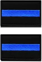 Pack of 2 PCS Tactical Thin Blue Line Police Patch - Hook & Loop Embroidered Fastener- Military Australia Thin Blue Line Emblem Patches for Clothes Uniform Vest Backpack