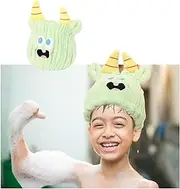 Children's Hair Drying hat Children's hat Headscarf Coral Velvet Towel, Quick Drying Hair Towel Shower hat Hair Drying hat (Green)