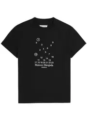 Maison Margiela Numerical Logo-embroidered Cotton T-shirt - Black And White XXL