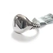 New DAVID YURMAN Pave Initial Letter N Pinky Ring in Diamond & Silver Size 4.5