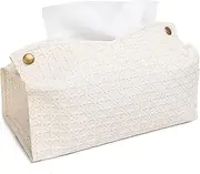 Agirlvct Tissue Box Cover, Modern PU Leather Rectangular Tissue Box Holder for Bathroom Living Room Bedroom Vanity Countertop Night Stands Office Desk Car Home(Beige)