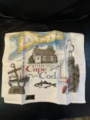 Vintage Kay Dee Handprints 100% Pure Linen Tea Towel Cape Cod Unused Paper Tag