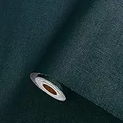 Akywall Dark Green Grasscloth Peel and Stick Wallpaper Textured Fabric Linen Contact Paper Waterproof Self Adhesive Stick on Wall Paper Removable Vinyl Roll for Cabinet Drawer 15.7" x 78.7"