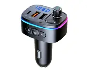 Car Bluetooth 5.0 FM Transmitter Car MP3 Player U Disk Music Car Charger Type-C PD QC3.0 Fast Charging 7 Color Ambient Light - Model 1