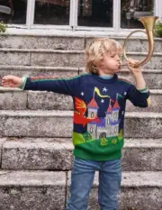 NEW WITH TAGS MINI BODEN BOYS DRAGON & CASTLE KNIT SWEATER 6 -7 Y 122 MiniBoden