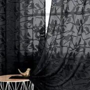 OVZME Textured Black Sheer Curtains 38"W x 84"L (Pack of 2),