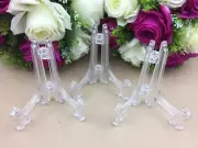 Clear Plate Plastic Stand Holder Display Easel Picture Frame Photo Bowl NEW