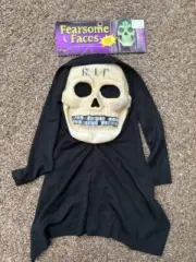 90's vintage fearsome faces halloween mask RIP Skeleton #9205