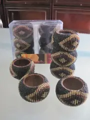 Micro Beaded Napkin Rings from Mumbai Bianca Brand Set of 12 NEW
