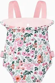 GAGAKU Doll Carrier Fits Stuffed Animal, IKEA Doll, Reborn Baby Doll, Bitty Baby, American Girl Doll up to 18 Inches, Doll Accessories - Pink (Leaf)
